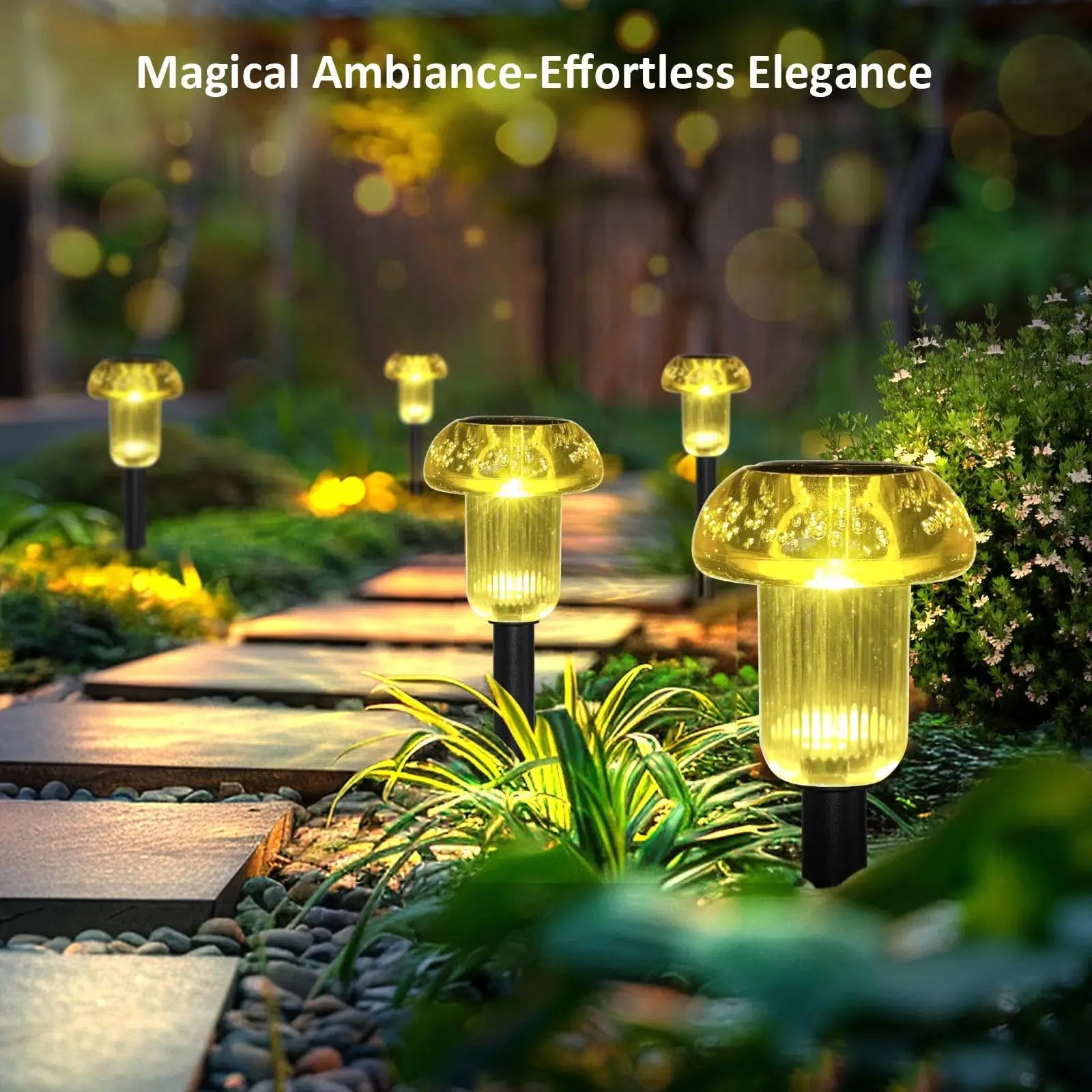 4pcs LED Solar Outdoor Pathway Lights Mushroom Solar Path Walkway Lighting Waterproof For Landscape Yard Lawn Garden Decorative