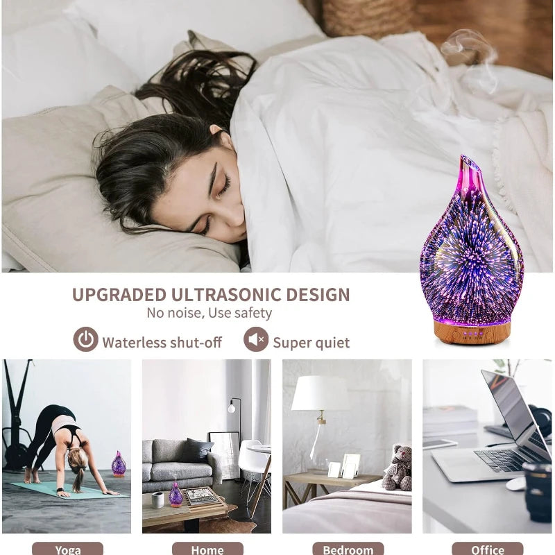 Essential Oil Diffuser 3D Aromatherapy Ultrasonic HumidifierAuto Shut-Off Timer Setting,Aroma Decoration for Home Office Gift