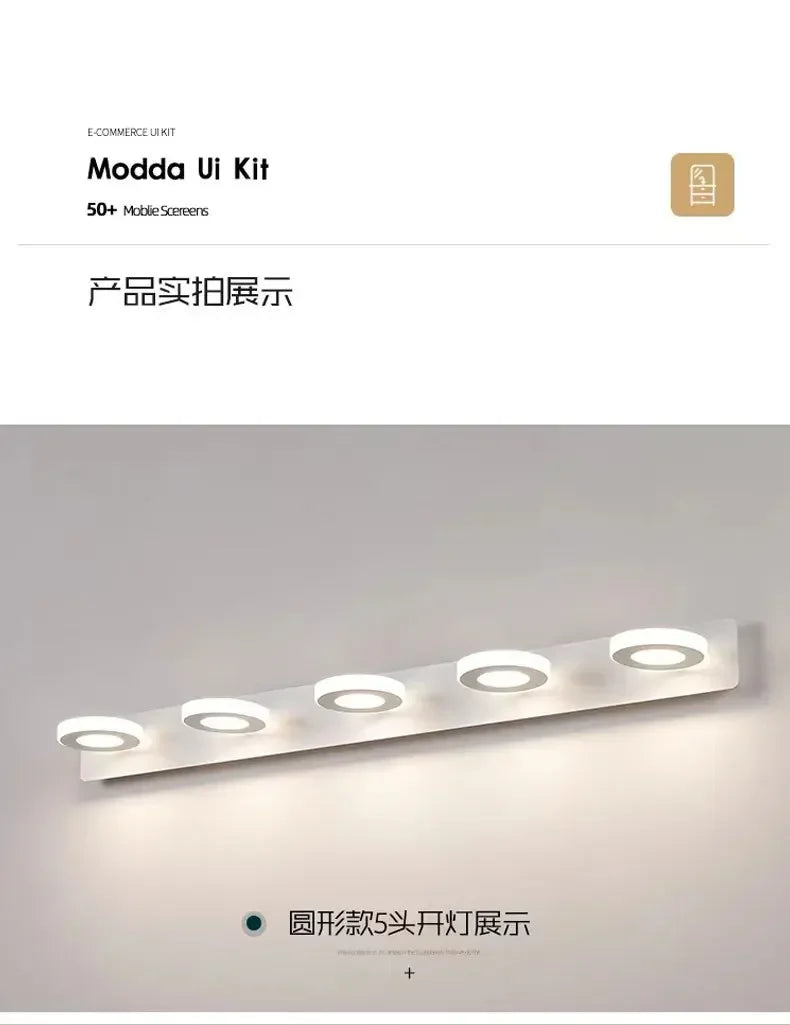 Minimalist Mirror Headlight Acrylic 360 ° Rotating Lamp Head Wall Lamp Modern Corridor Bathroom Makeup Bedside Bedroom Lighting