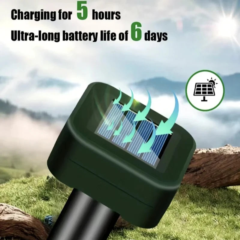 2Pcs Solar Outdoor Mole Groundhog Repellent Stakes Ultrasonic Gopher Repeller Vole Deterrent Waterproof Sonic Repellent Spikes