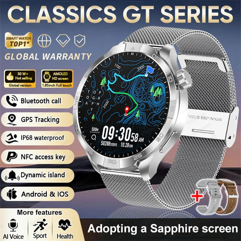 2026 Smart Watch Always display AMOLED NFC Bluetooth Call GPS trajectory Waterproof Health Sport Smartwatch Men for Android iOS