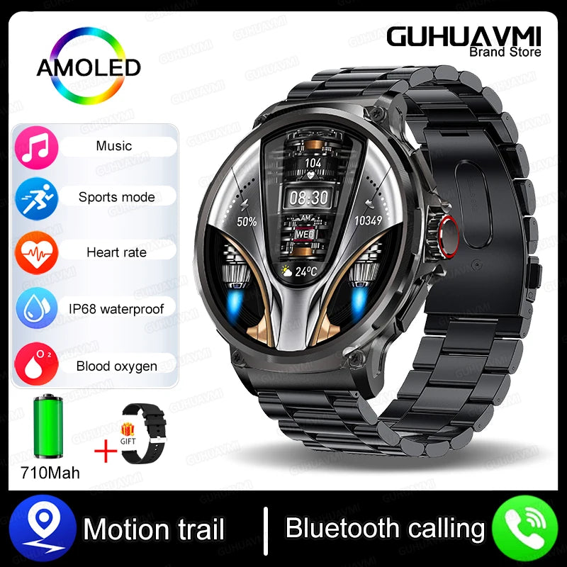 2026 New 1.85-inch ultra AMOLED smartwatch, GPS track, HD Bluetooth call; 710 mah large battery 400+ dial, suitable High end men