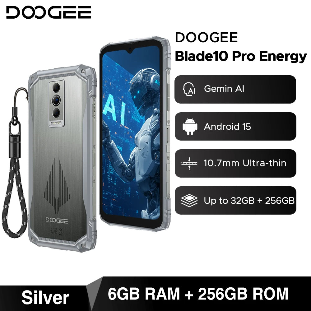 DOOGEE Blade10 Pro Energy Rugged Phone 32GB 256GB 6.56” HD+ Screen 6150mAh Large Battery 50MP AI Camera Android 15 NFC