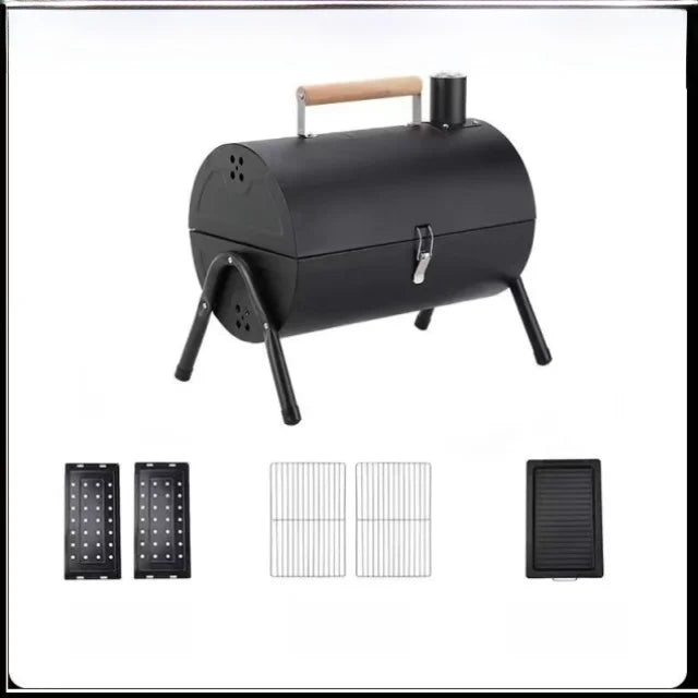 Portable Camping Barbecue Grill Multi-Function Charcoal Barbecue Double-Sided Chimney Home Outdoor Stove Meat Cooking Tool