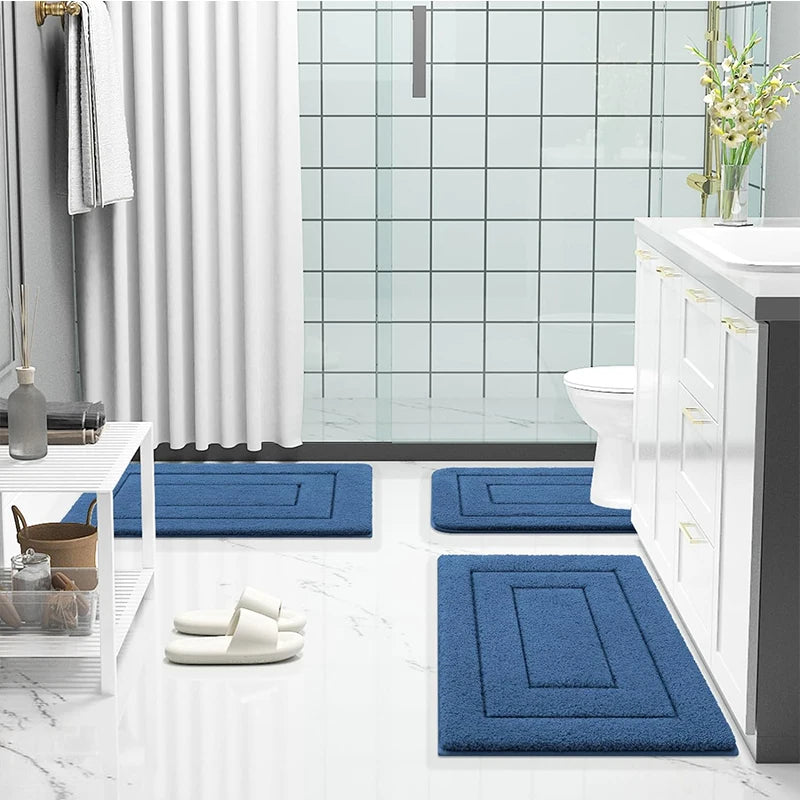 Homaxy Double Frame Velveteen Bathroom Mat Floor Mat Indoor Non Slip Door Mat Dirt Trap Absorbs Water Comfortable Bathroom Mat