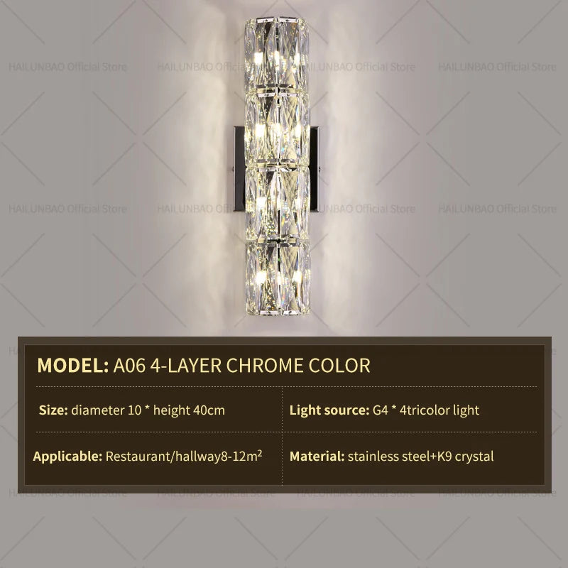 Light Luxury Crystal Wall Lamp Creative Villa Living Room TV Background Wall Lamp Network Red Modeling wall Bedroom Bedside Lamp