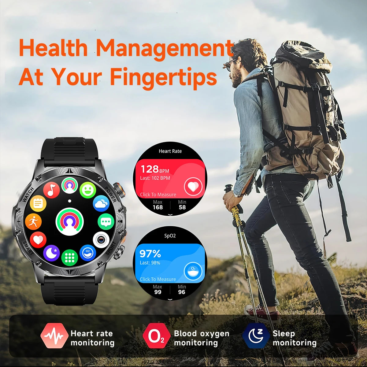 Military 1000mAh Large Battery Smart Watch Digital Bluetooth Call Sports Smartwatch Electronics Watches for Man Android 2026 New