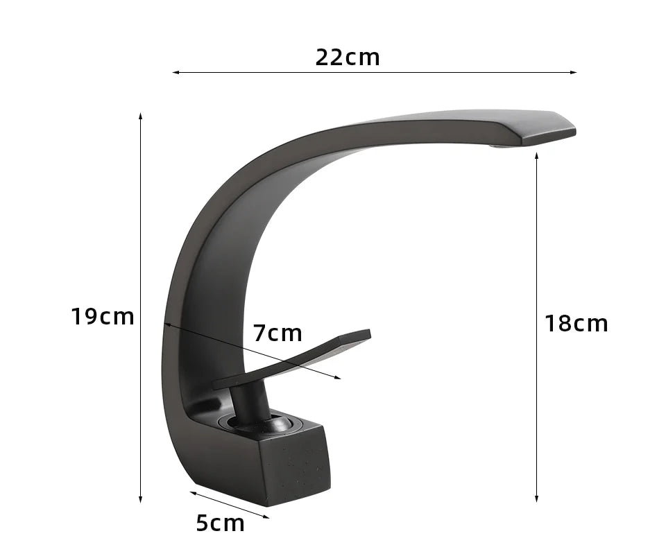 Basin Faucet Modern Bathroom Mixer Tap Black/Gold Wash basin Faucet Single Handle Hot and Cold Waterfall Faucet