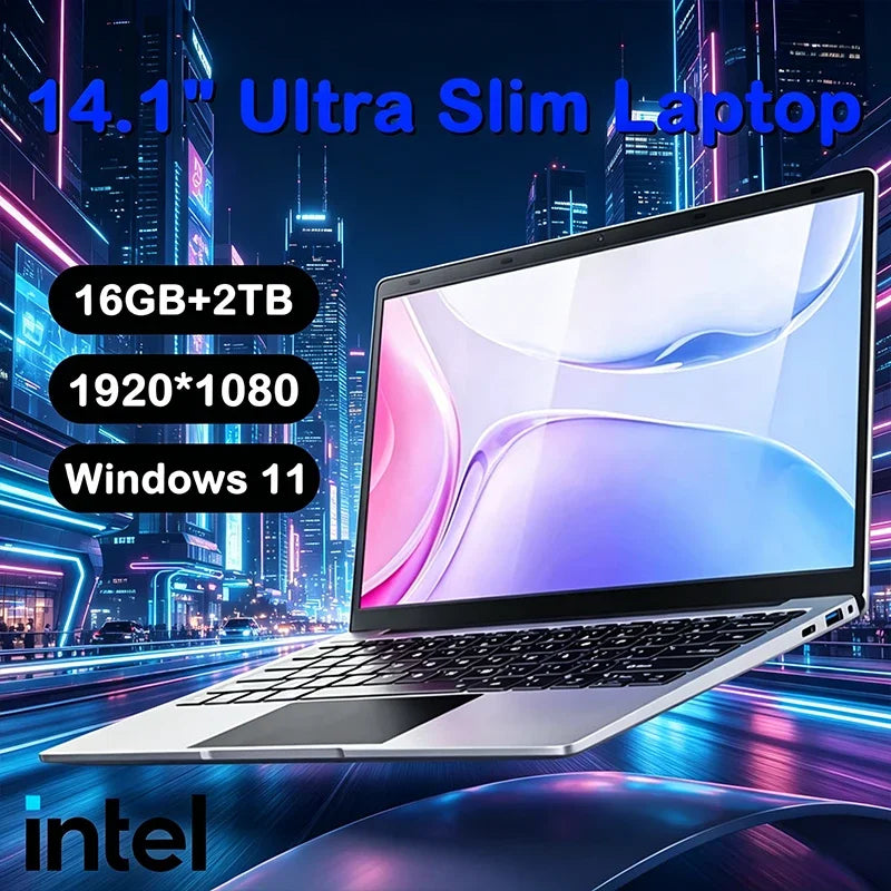 2026 New 14.1 Inch Ultra Thin Laptop Intel i9-9880H Win11 16GB DDR4 RAM 2TB SSD Portable Business Notebook PC