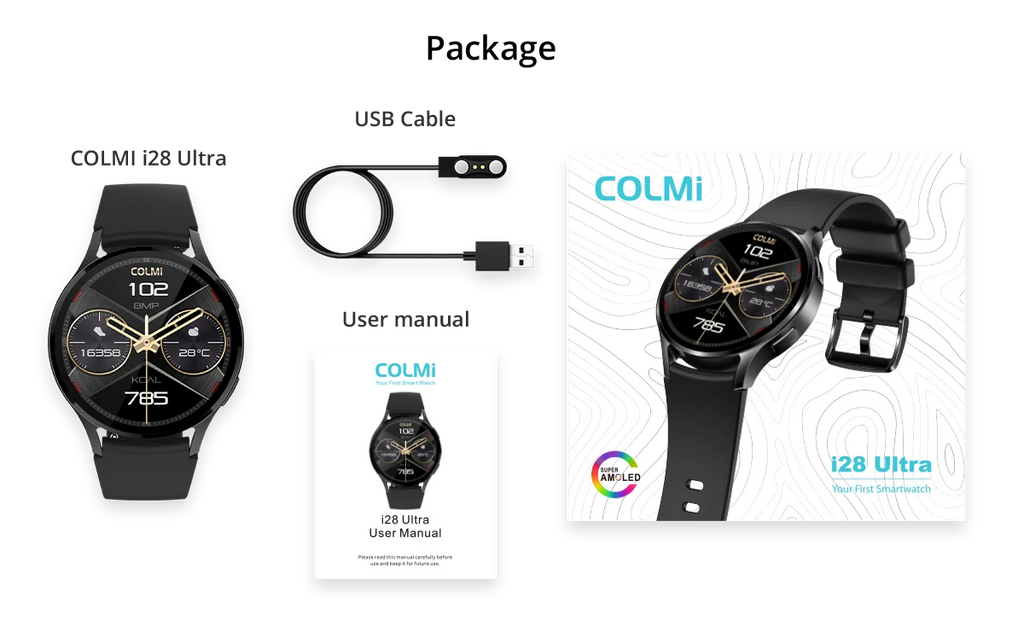 COLMI i28 Ultra AI Smartwatch AMOLED Display, Built-in AI Da-GPT, Muslim Prayer, Bluetooth Call Watch, Smartwatch For Men Women