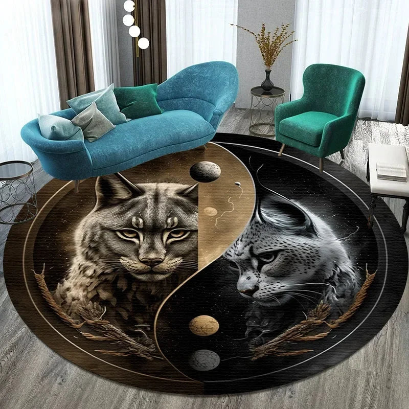Large Round Carpet Rug Living Room Bedroom Decoration Anti Slip Tree of Life Mat Dragon Lion Tiger Yin Yang Tai Chi Carpet Rugs