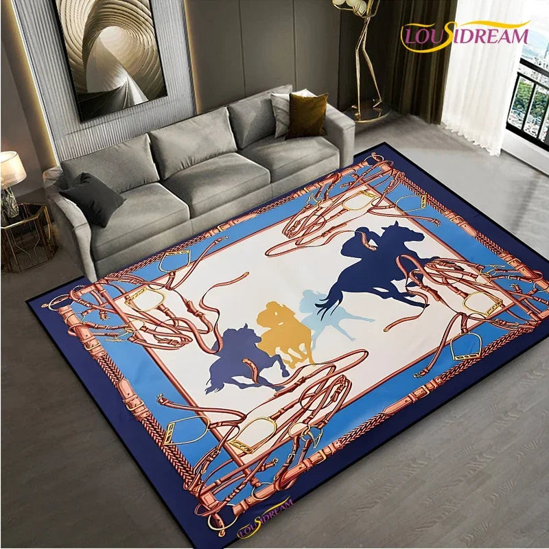 Fashion Ethnic Frame Horse Carpet Living Room bedroom yoga rugs kitchen Door Kids Un-Slip Mats Alfombra birthday gift Poster Mat