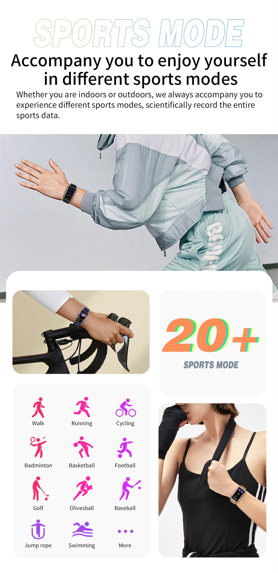 Smart Bracelet Women Smartwatch Men Heart Rate Blood Oxygen Waterproof Sport Fitness Smart Band Watch Call Reminder Ladies+Gift