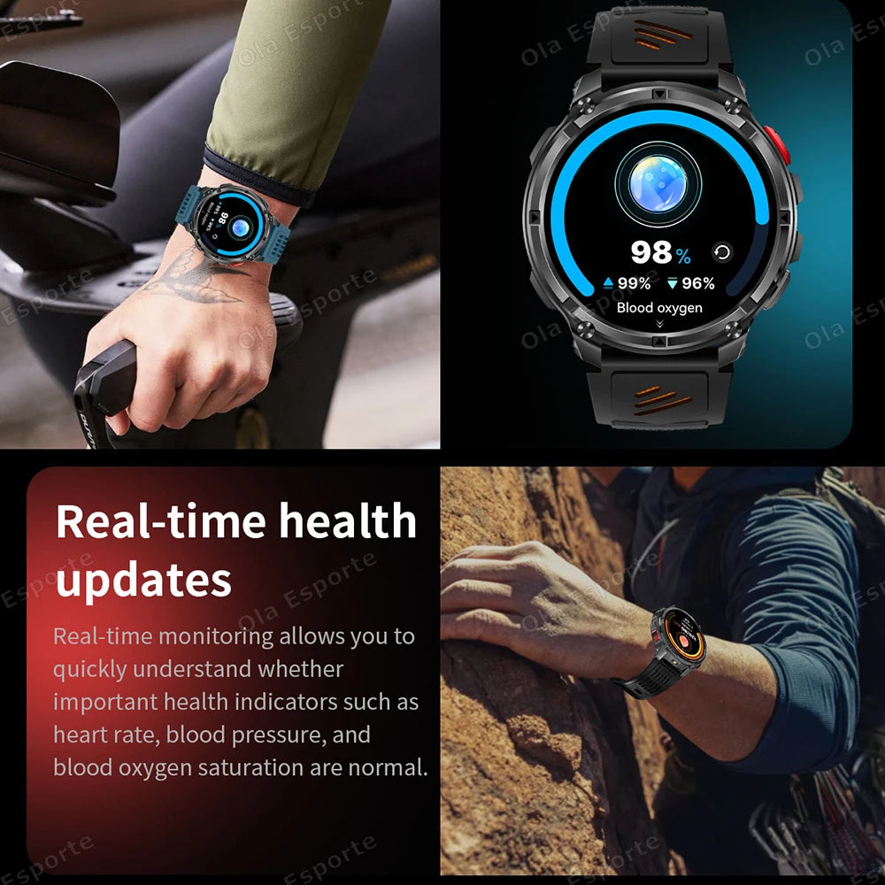 2026 Ultra 1100Mah Battery Military Smart Watch Men 1.7"AMOLED GPS Path 5ATM Waterproof Sports Compass LED Flashlight Smartwatch