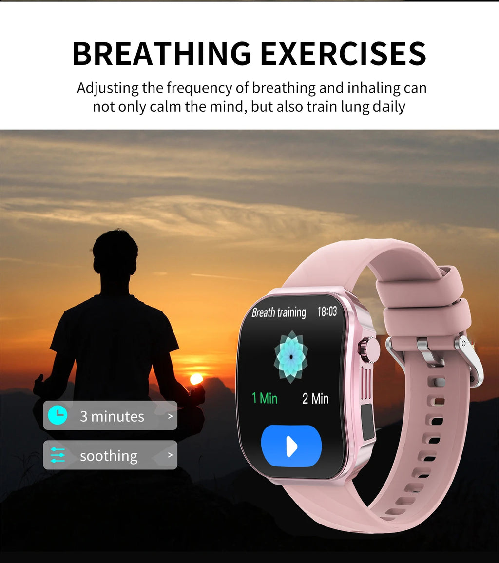 3D Curved Screen Smart Watch 2.2" Large HD Display Bluetooth Call Waterproof Flashlight Outdoor Sport Smartwatch Women 2026 New