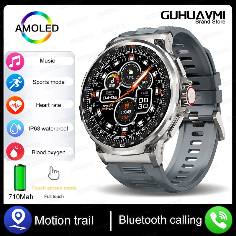 2026 New 1.85-inch ultra AMOLED smartwatch, GPS track, HD Bluetooth call; 710 mah large battery 400+ dial, suitable High end men