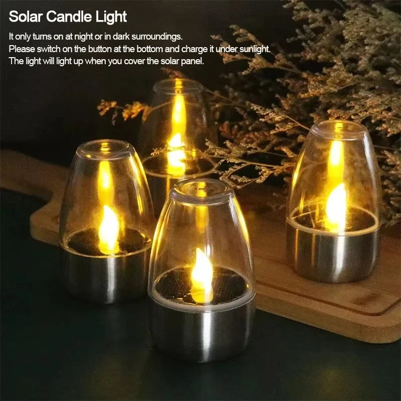 LED Solar Candles Light Flameless Rechargeable Night Light For Wedding Party Garden Decor Outdoor Waterproof Solar Candles Lamp