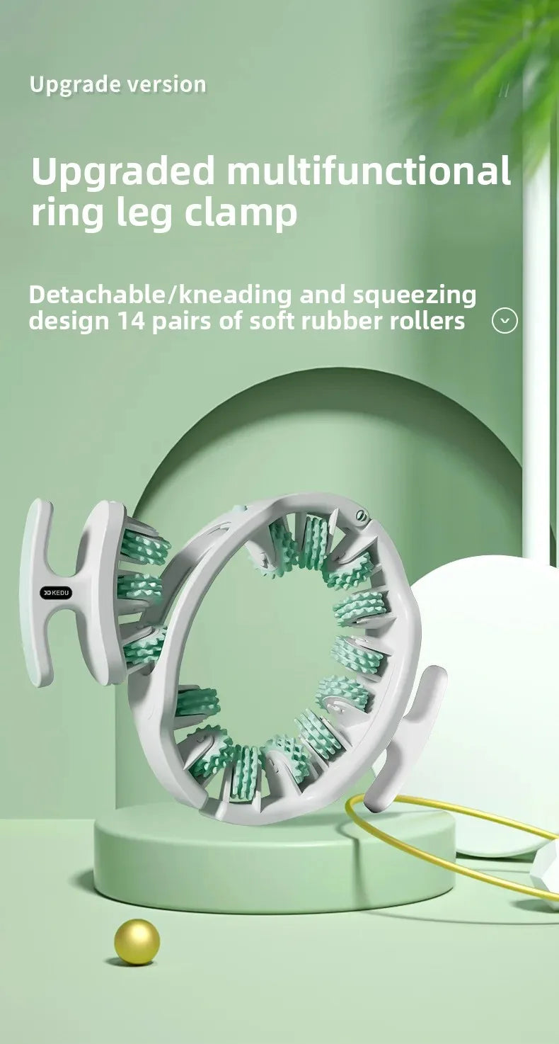 Ring Leg Massager with 14 Soft Rubber Rollers for Full Body Neck Shoulder Abdominal Anti Cellulite Slimming Muscle Relaxation