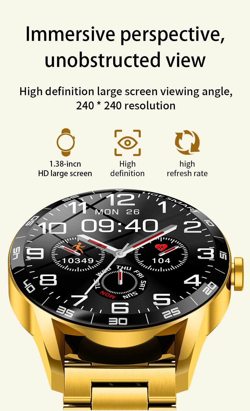 LIGE Smart Watch Men 2026 Full Touch Screen New Heart Rate Monitor IP68 Waterproof Sport Fitness Watch Bluetooth Call Smartwatch