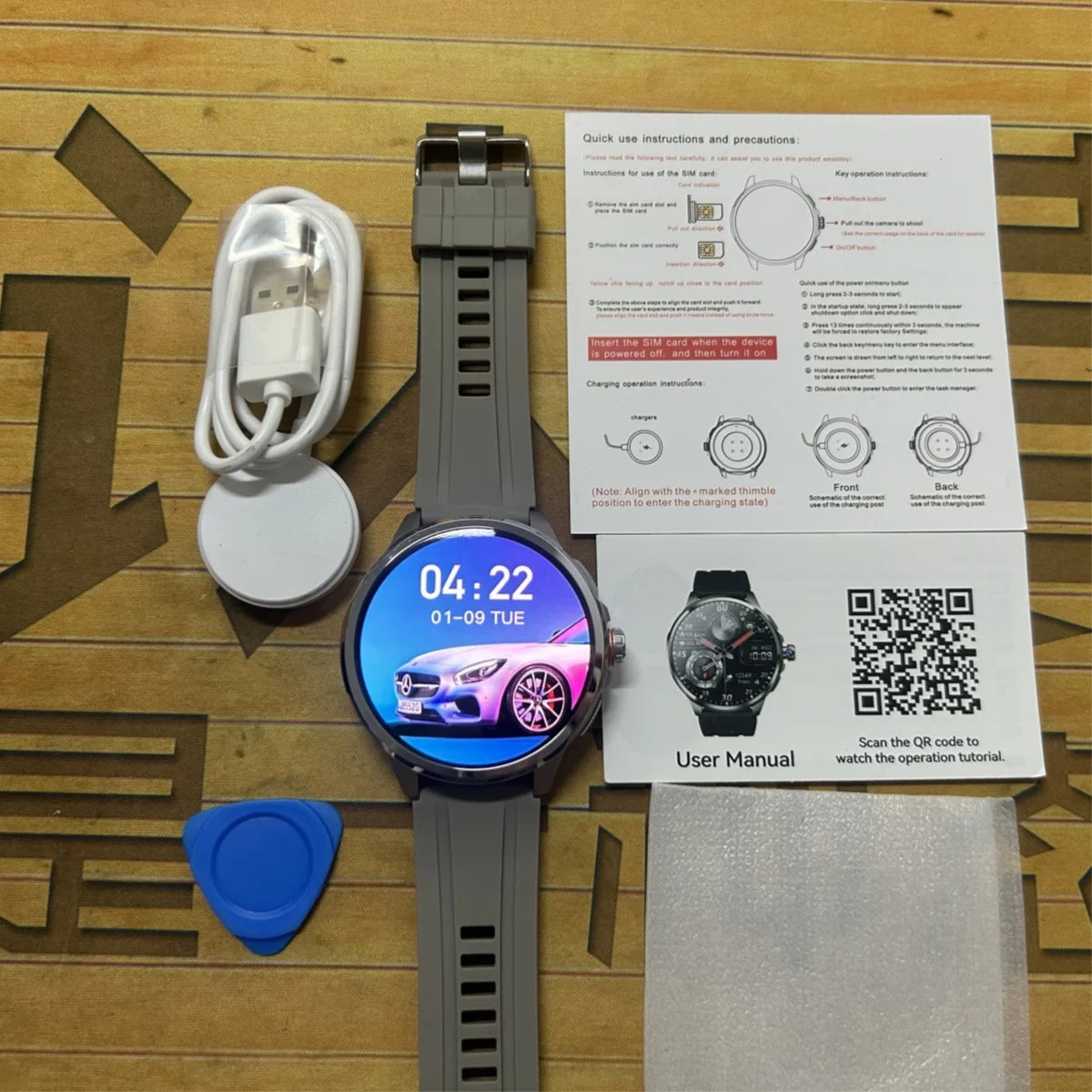 H99 Smart Watch 5G LTE Android 10.0 with 190° Rotary Camera Insert Sim Card Google Play App Download GPS WiFi Heart Rate Tracker