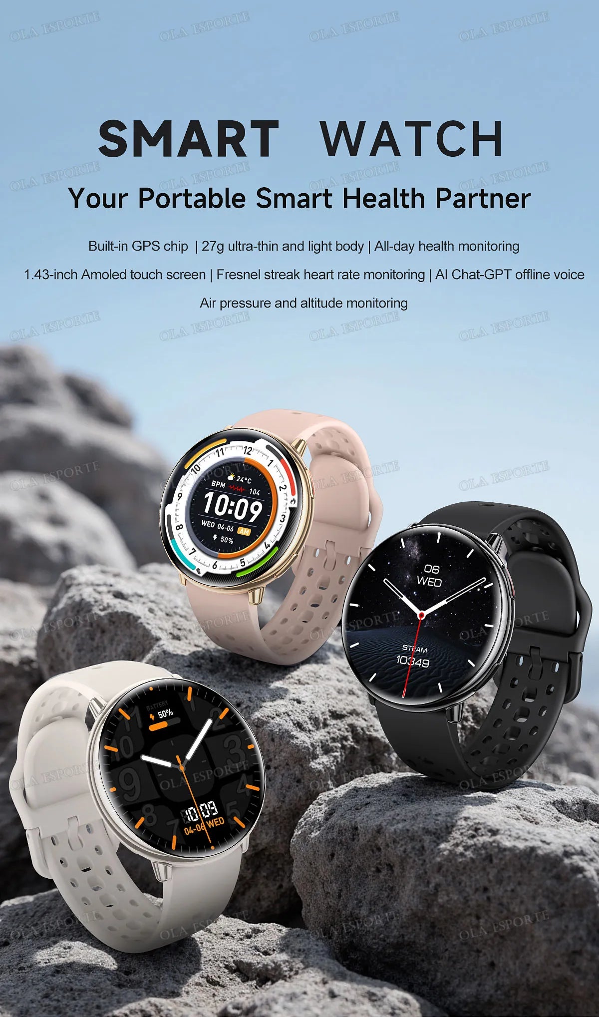 For Amazfit Active 2 GPS Smart Watch Men Women Ai GPT Amoled Waterproof Sport  SmartWatch Compass NFC BT Call Watches for