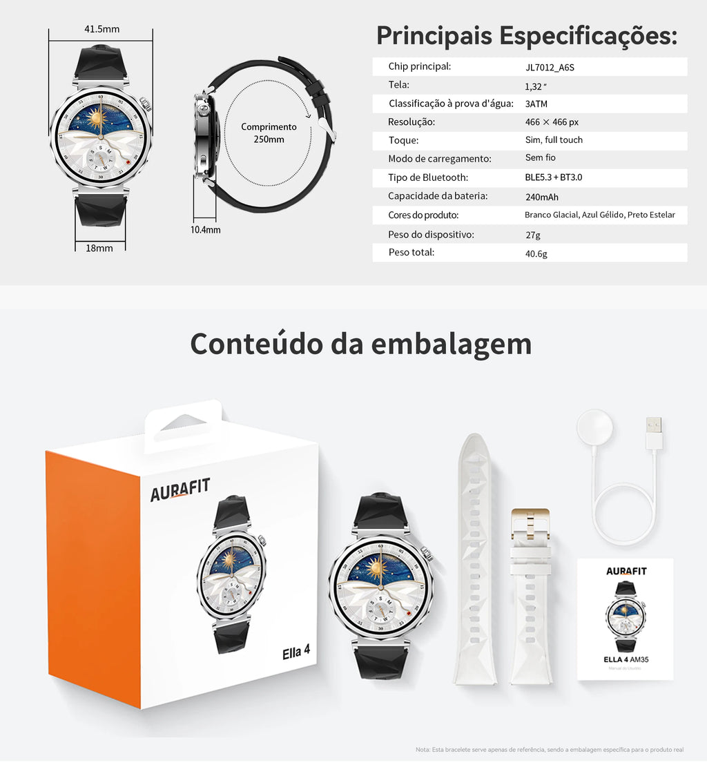 AURAIF ELLA 4: Women's Smart Watch with Multiple Sports Modes, Bluetooth Calls and Customizable Dials