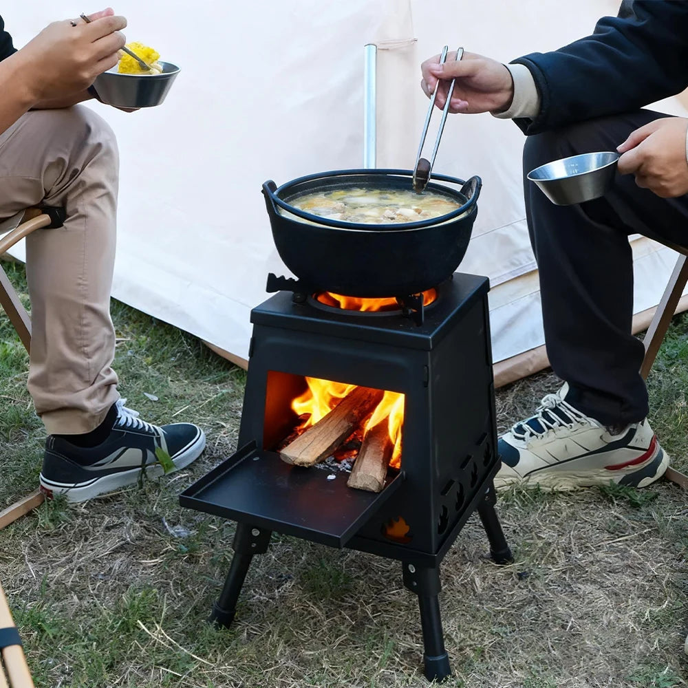 Wood Burning Stove Foldable Firewood Stove Picnic BBQ Grill Stove Heating Cooking for Outdoor Hiking Camping