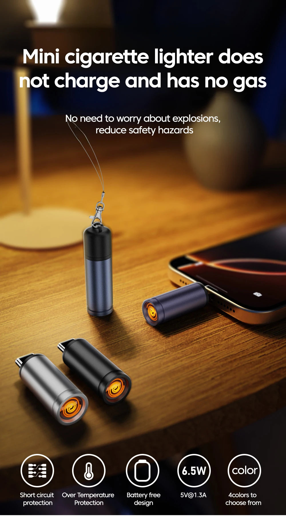 Type-C Mobile Cigarette Lighter Air Blowing Cigarette Lighter Outdoor Safety Portable Mini Cigarette Lighting Artifact