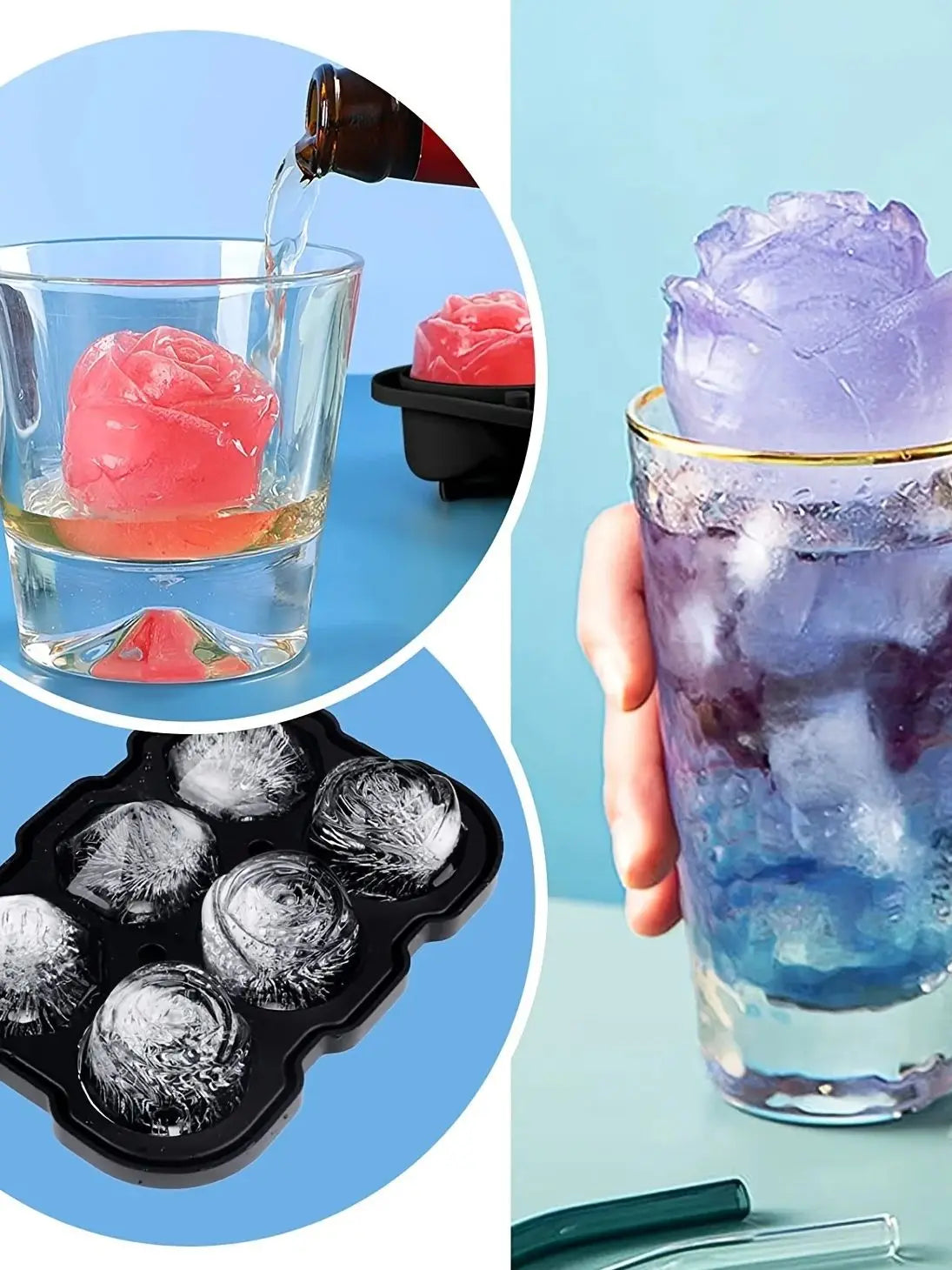Diamond Rose Gun ETC. Shaped Ice Cube Mold Food Grade Silicone Square Ice Cube Maker Tray High Quality Mold For Bar Making Drink
