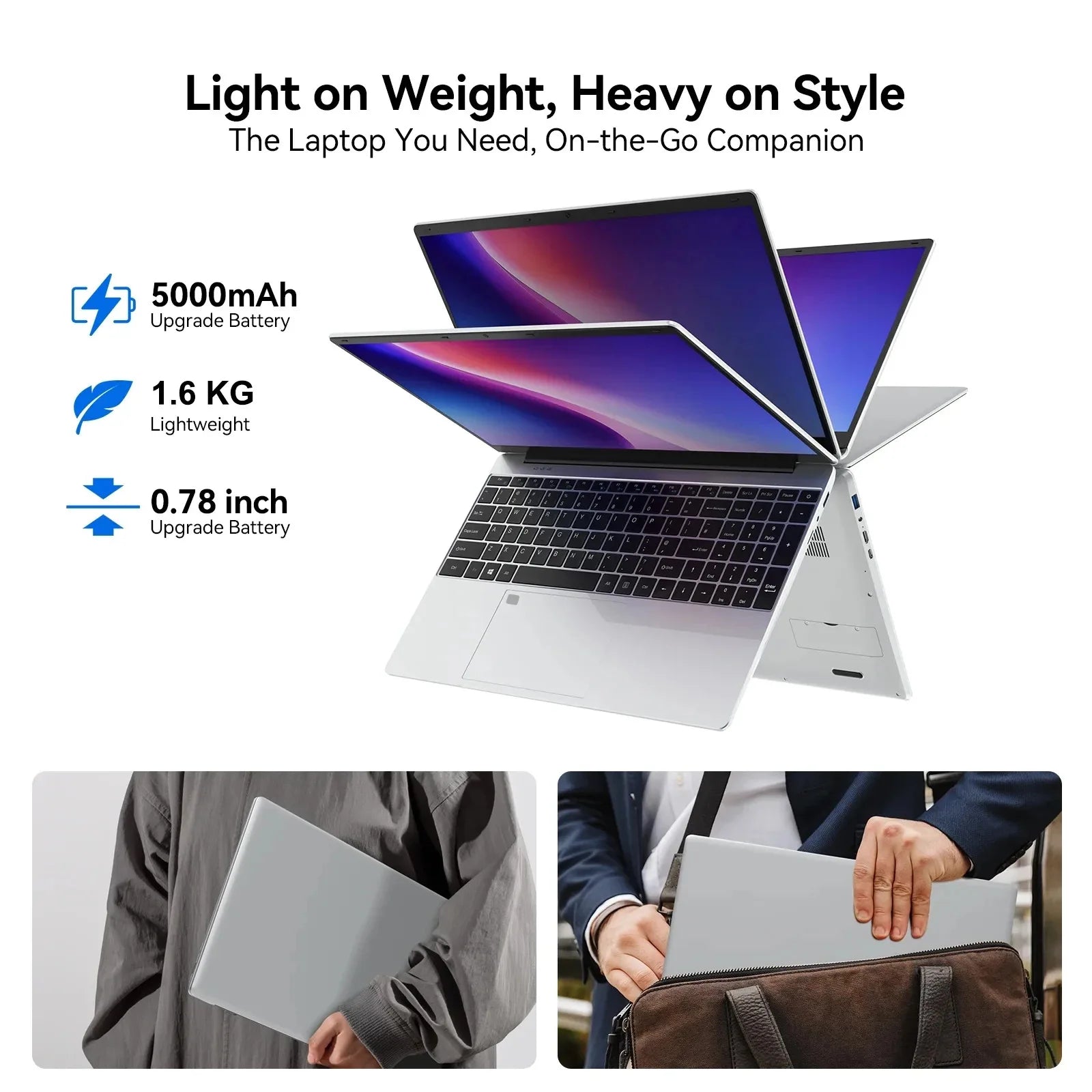 HOT 15.6" Portable Laptop Intel N95 32GB DDR4 2TB SSD Windows11 Notebook Pc Gamer Office Computer with Backlit Fingerprint