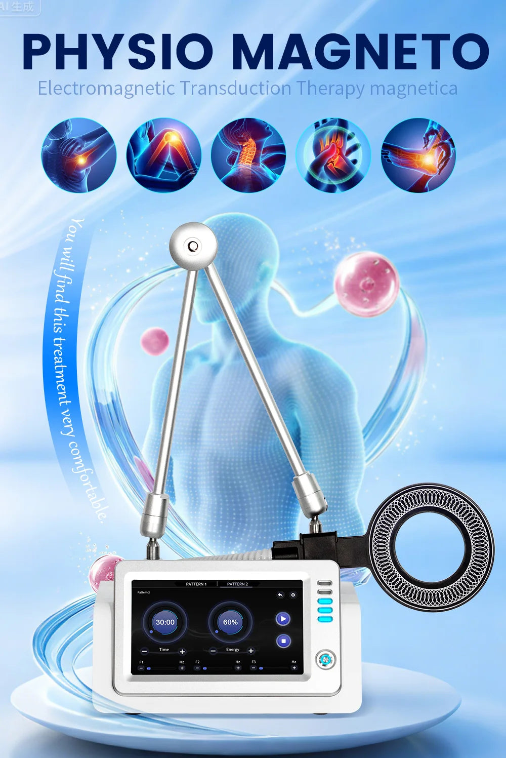 New Upgrade Physio Magneto Electromagnetic Transduction Therapy Machine for Pain Relief & Body Rehabilitation Clinic Use