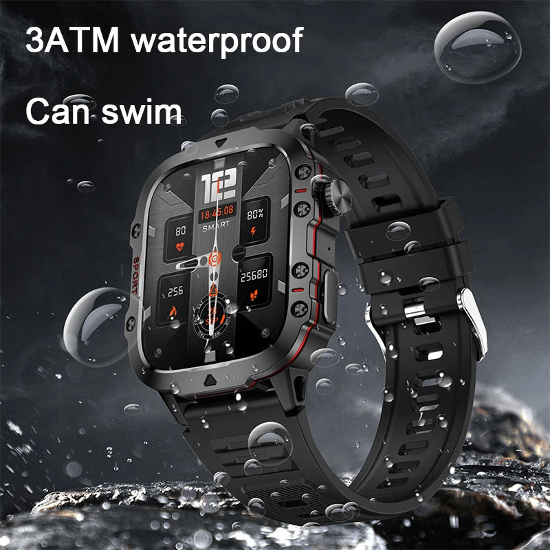 Military GPS Tracker SmartWatch Men 5ATM Outdoor Sports Fitness Tracker Health Monitor 1.96 BT Call Smartwatch For IOS Android