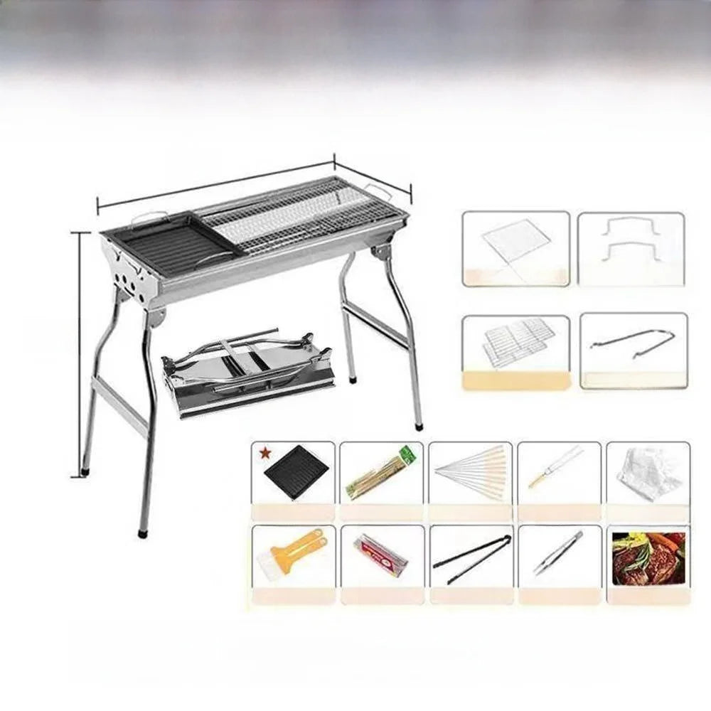 Large Portable Outdoor BBQ Grill Charcoal Grill Cooking Tool for Camping Picnic Garden Home Use Easy to Clean Easy to Carry