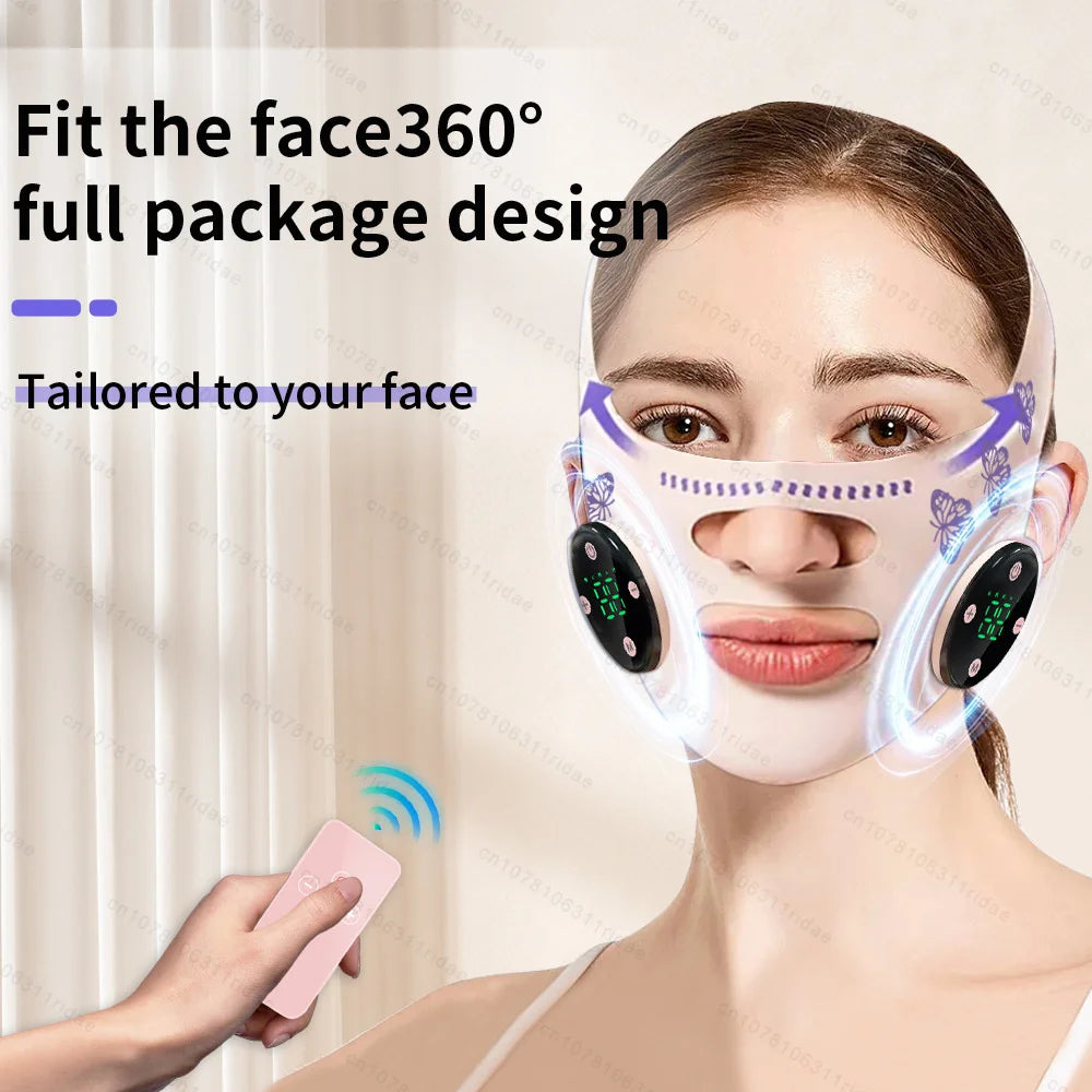 EMS V-Shaped Face Machine Double Chin Reducer, Electric Facial Massager Face Lifting Device with 5 Modes 19 Intensity Levels