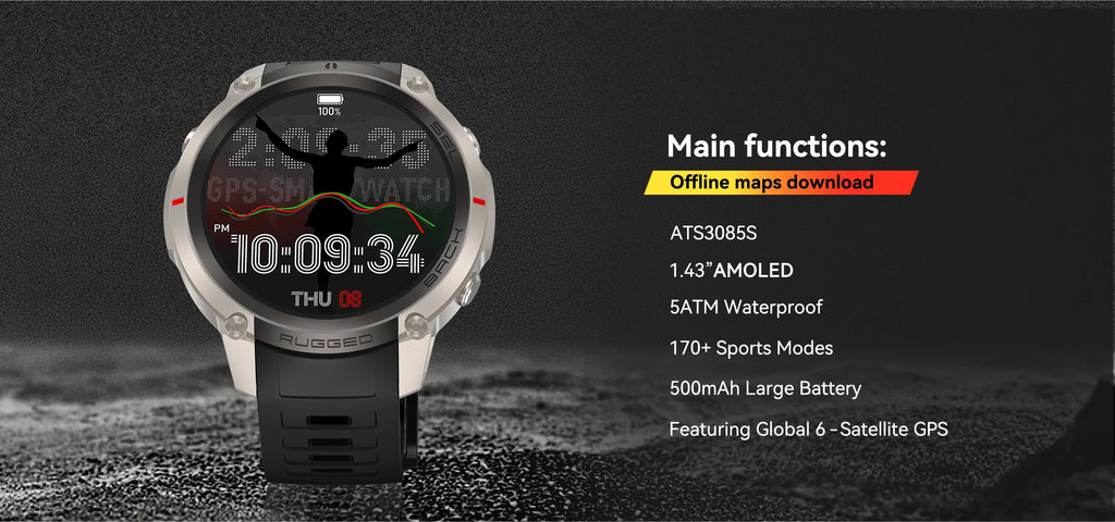 2026New Outdoor GPS Smart Watch Offline Maps Download Compass Tracking 5ATM Waterproof Tactics Sport Smart Bracelet For Men gift