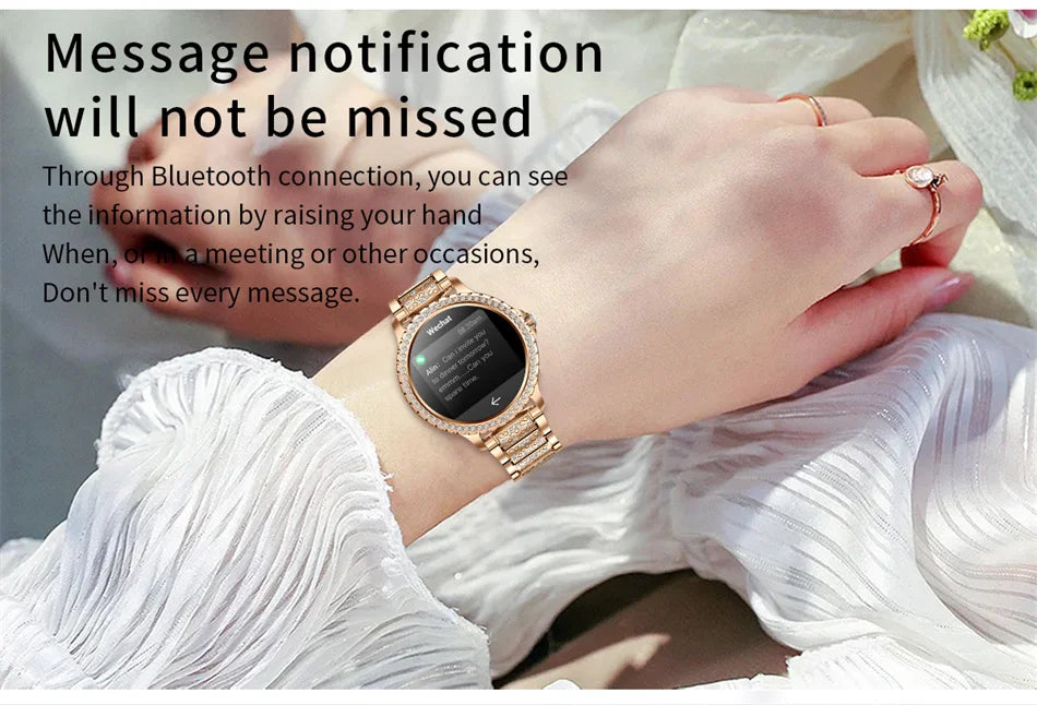 2026 New Fashion Women Diamond Watch 1.32 inch 360*360 HD Display Heart Rate Blood Oxygen Monitoring Bluetooth Call Smartwatch