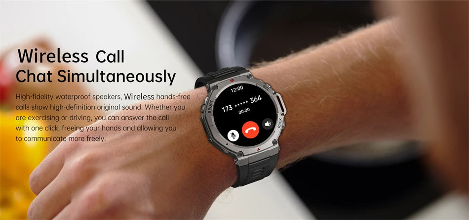 LIGE 2026 GPS Luxury Military Smart Watch 500mAh Men Health Monitor Fitness Clock Sports 5ATM Waterproof Smartwatch Compass New