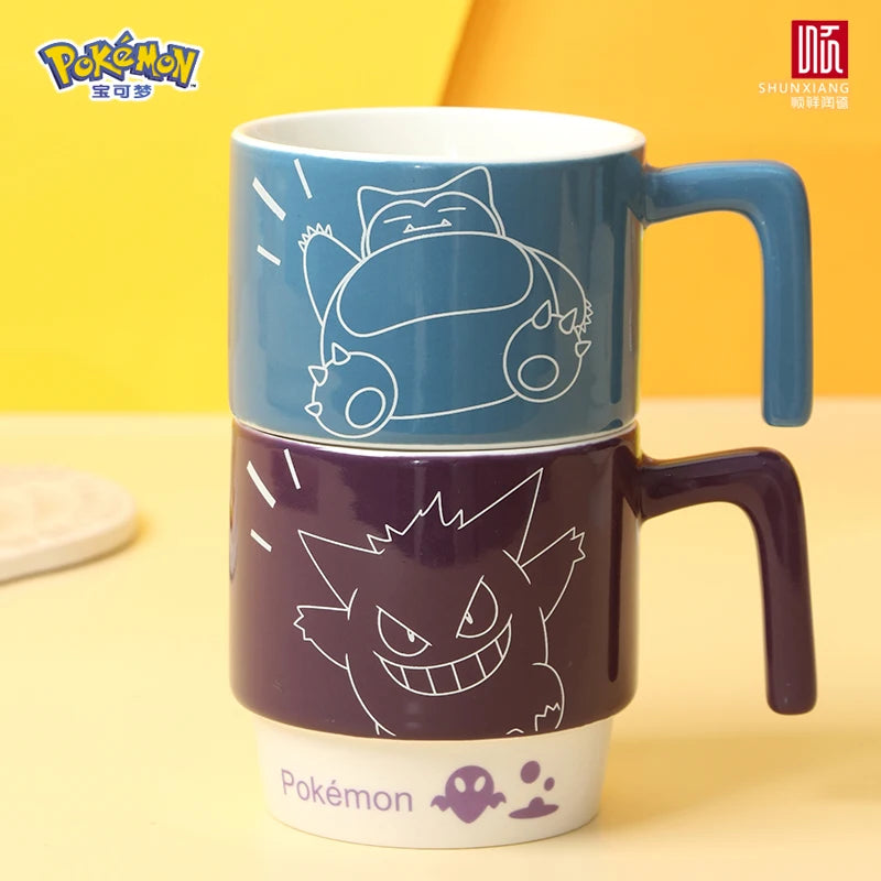 SHUNXIANG Pokémon Licensed Cartoon Ceramic Mugs Stackable Coffee Milk Tea Cups Cute Pattern Children Milk Cup Gift