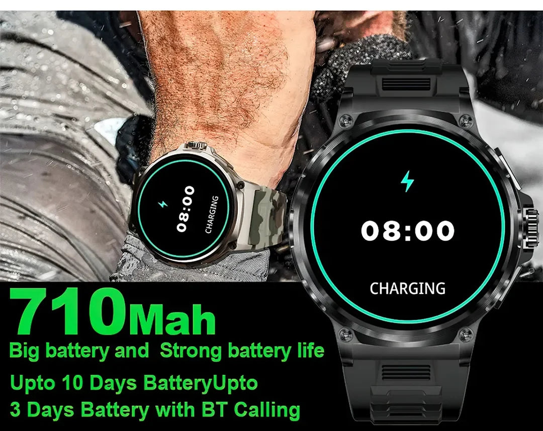 710mAh Bluetooth Call Smart Watch Men Sports Fitness Watches 1.85"HD Health Monitor Waterproof Smartwatch Men For Holiday Gifts