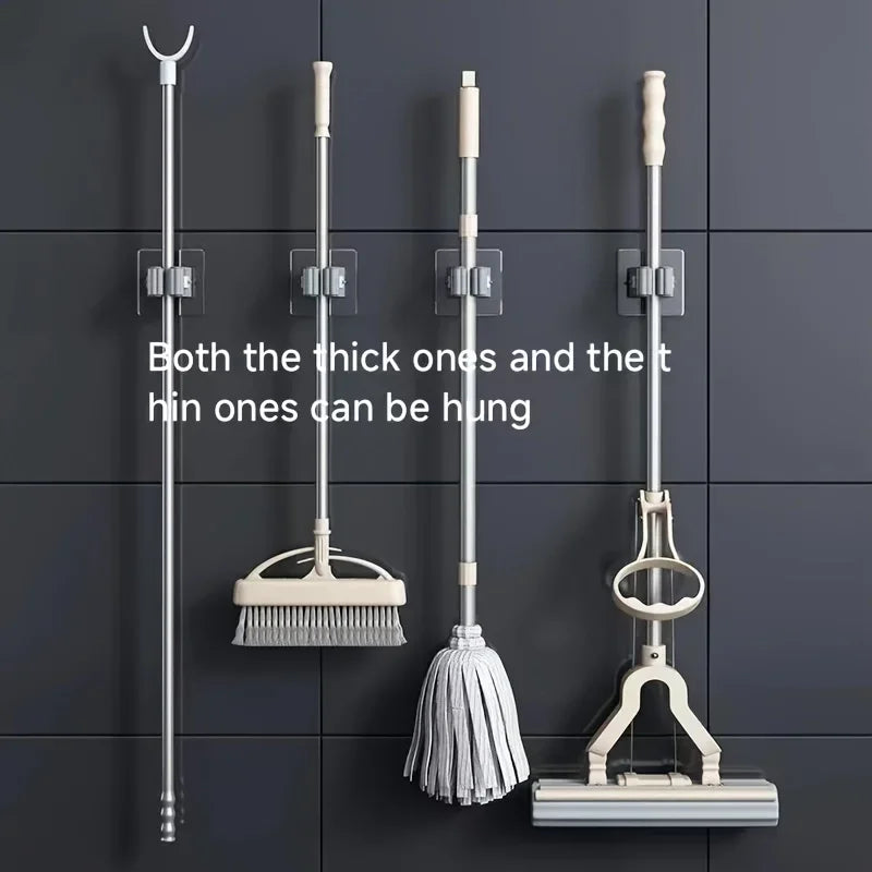 Home Storage Rack wall hanging shelf Bathroom  shower holder storage Traceless Hook Mop Organizer Waterproof Broom Hanger