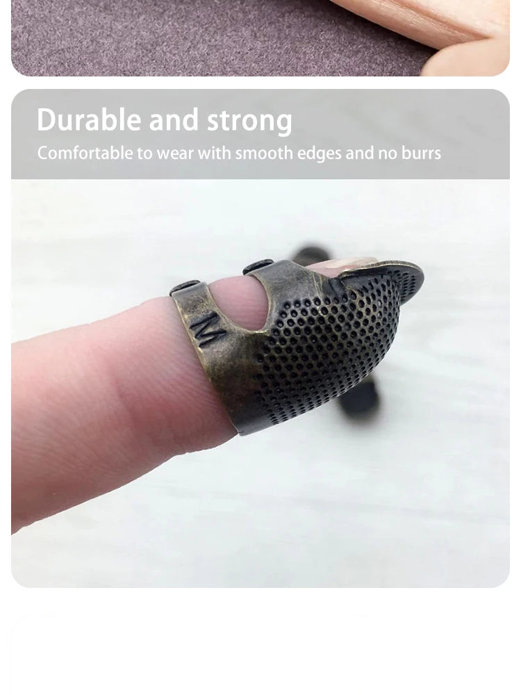 Adjustable Vintage Sewing Thimble, Handmade Non-slip Embroidery against Ring, Vintage Needle Presser Needle Hoop Finger Holder