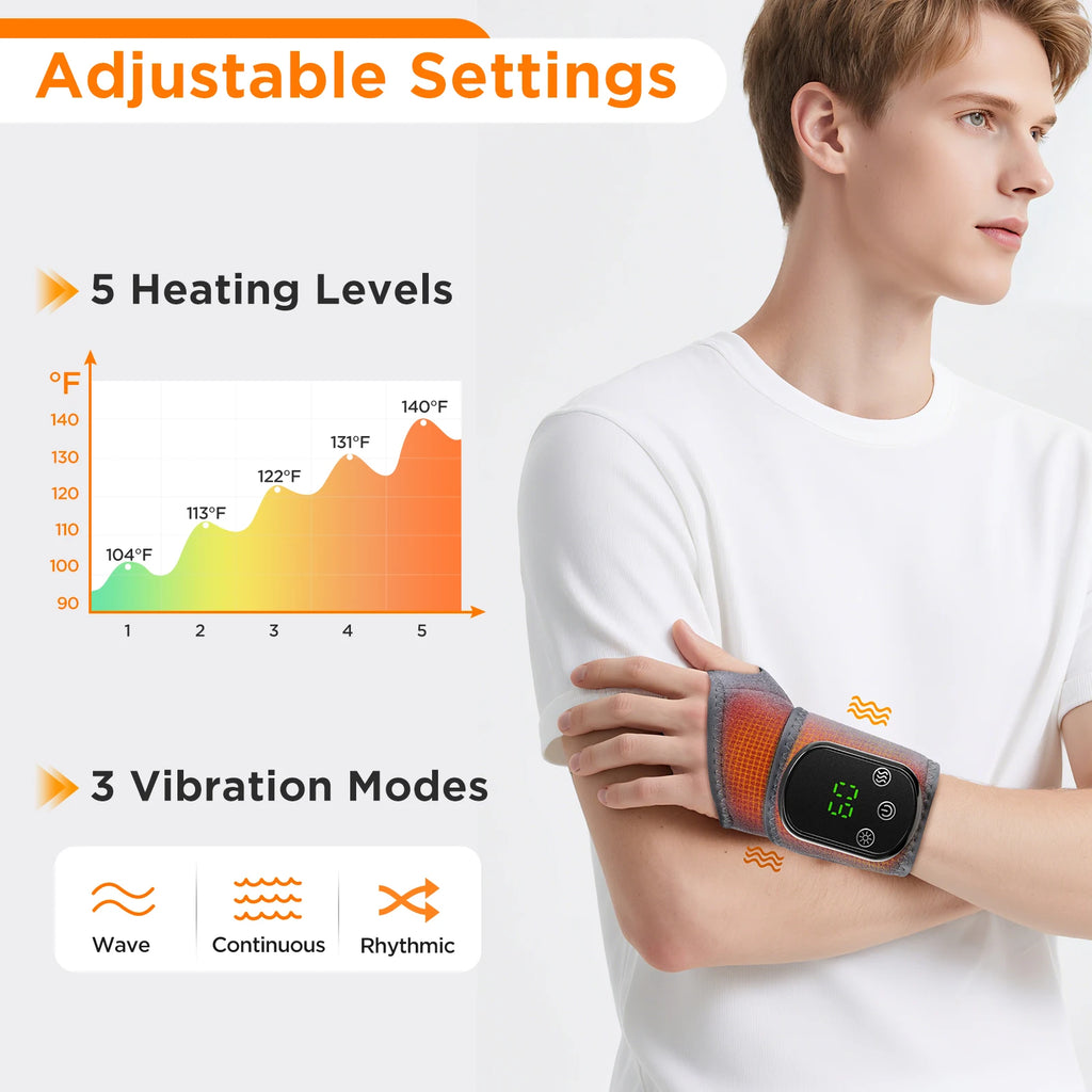 Electric Wrist Brace with Adjustable Hot Compress Vibration Massage Ankle Guard Band Carpal Tunnel Hand Foot Protection Tool