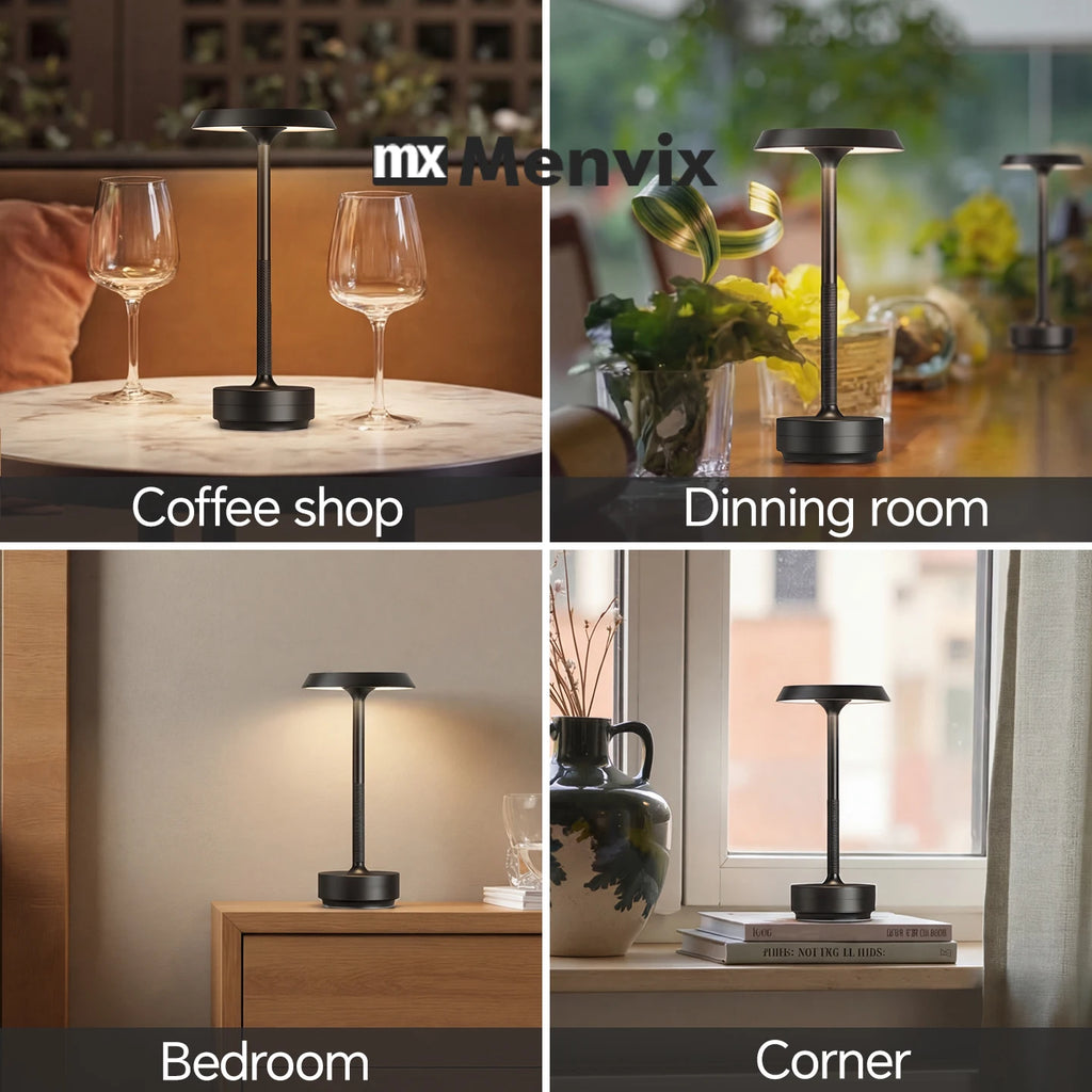 Portable Cordless LED Table Lamp 5000mAh Battery Stepless Dimming for Restaurant Outdoor Party Camping  Atmosphere Night Light