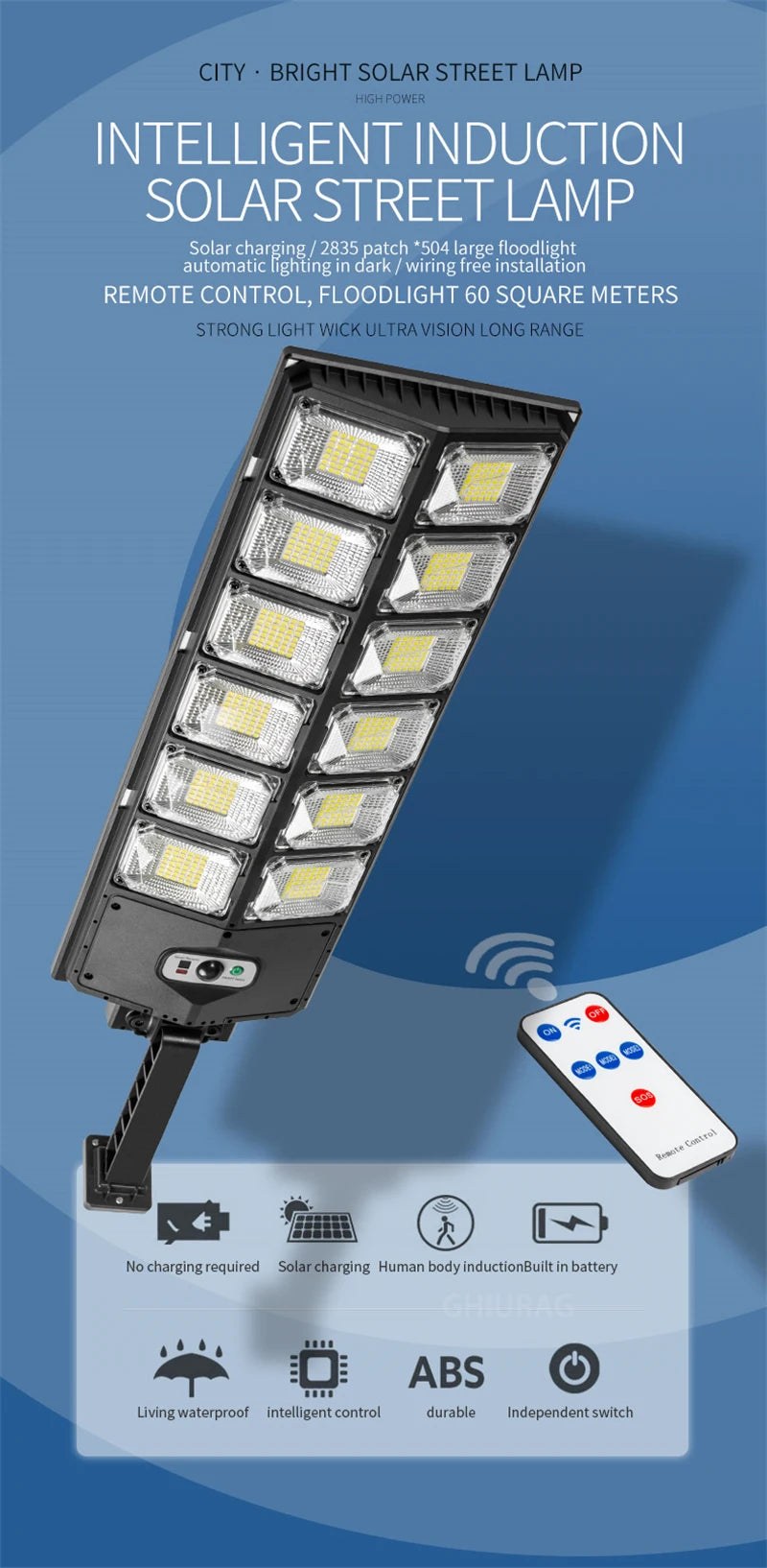 20000 Lumens Solar Lights Outdoor IP65 Waterproof LED Street Wall Lamp With PIR Motion Sensor Sunlight for Garden Yard Street
