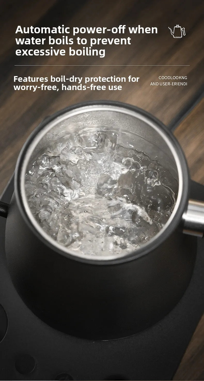 1000ML Stainless Steel Gooseneck Electric Kettle with Digital Temperature Control for Precise Brewing of Coffee and Tea