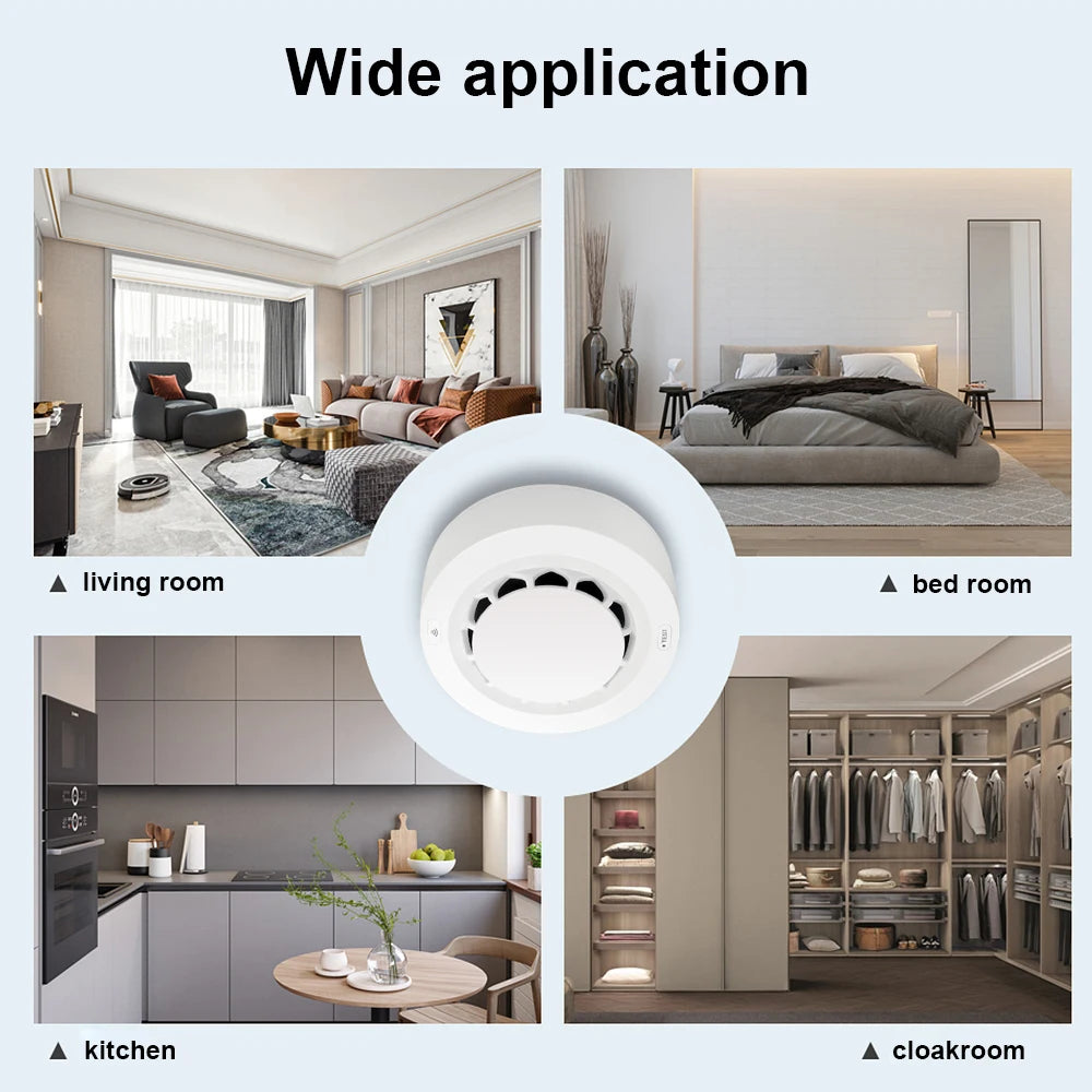 WiFi Smoke Sensor Tuya Smoke Detector Photoelectric Sensor Fire Alarm Home Kitchen Security System Work With Smart Life APP