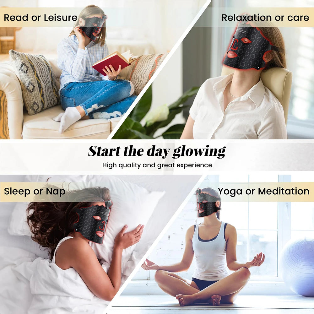 Silicone Led Face Mask Light Therapy 7 Colors Red Light Therapy Anti Aging Acne Pore Oil Control Skin Tighten Whiten Home Use