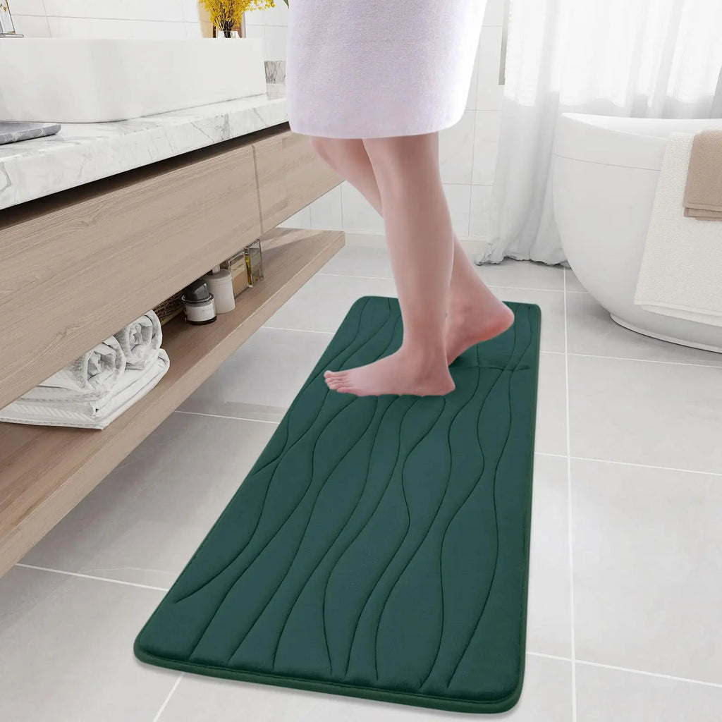 Olanly Memory Foam Mats For Bathroom Highly Absorbent Non-slip Bath Rugs Super Soft Comfort Carpet  Machine Washable Shower Mats