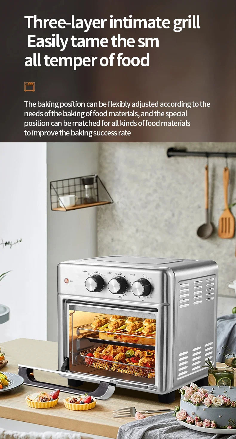 13L Air Fryers 26L Large Capacity Electric Fryer Oven Oilless Cooker Visible Window Household Kitchen Deep Fryer without Oil