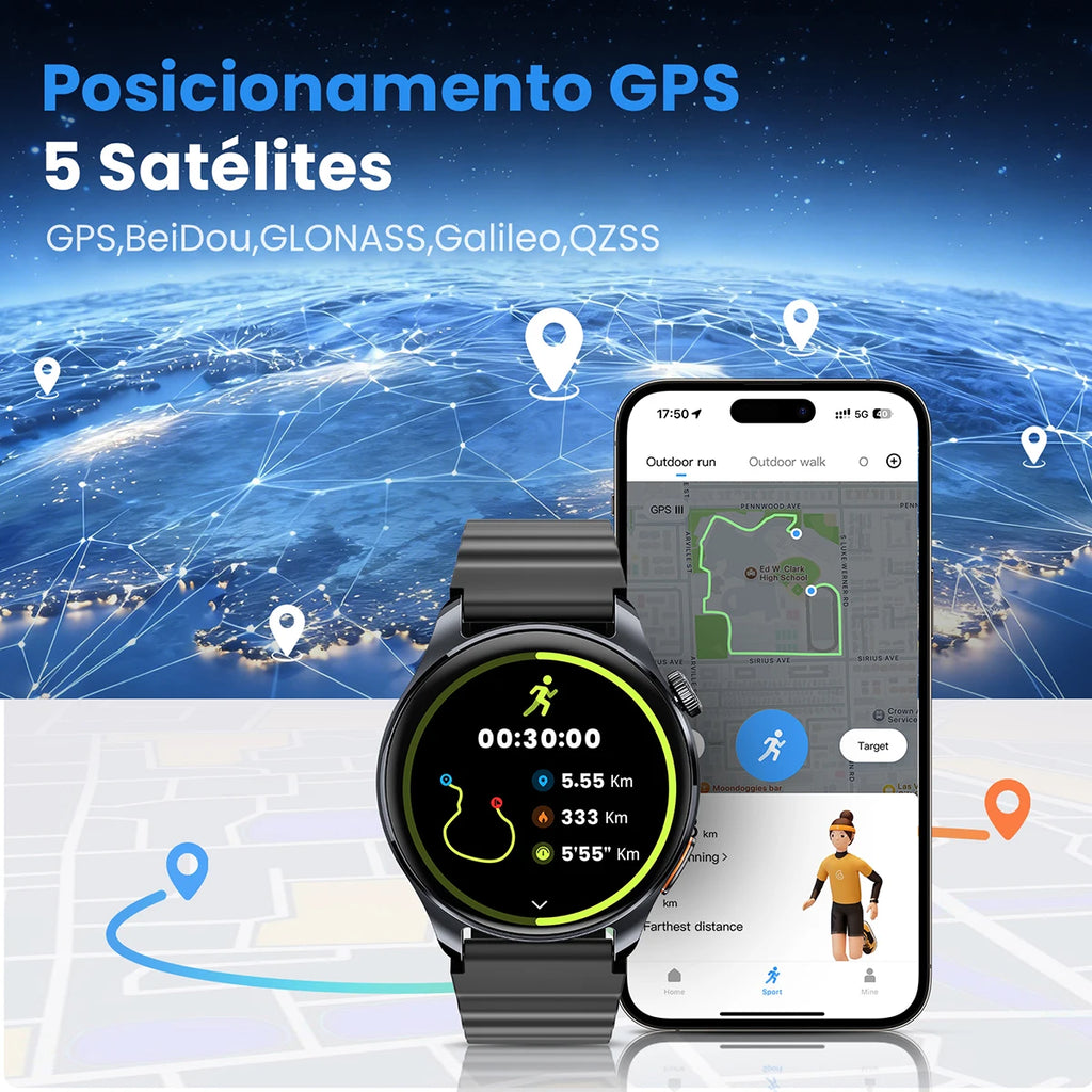 HAYLOU Watch 4S GPS Smartwatch 1.43” HD AMOLED Display 5 Satellite GPS Positioning 120+ Workout Modes Sport Fitness Smart Watch